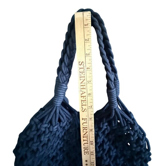 J. Crew Cadiz Knot Hand-Knotted Rope Tote Bag Women's Black Beach Boho - Picture 5 of 6